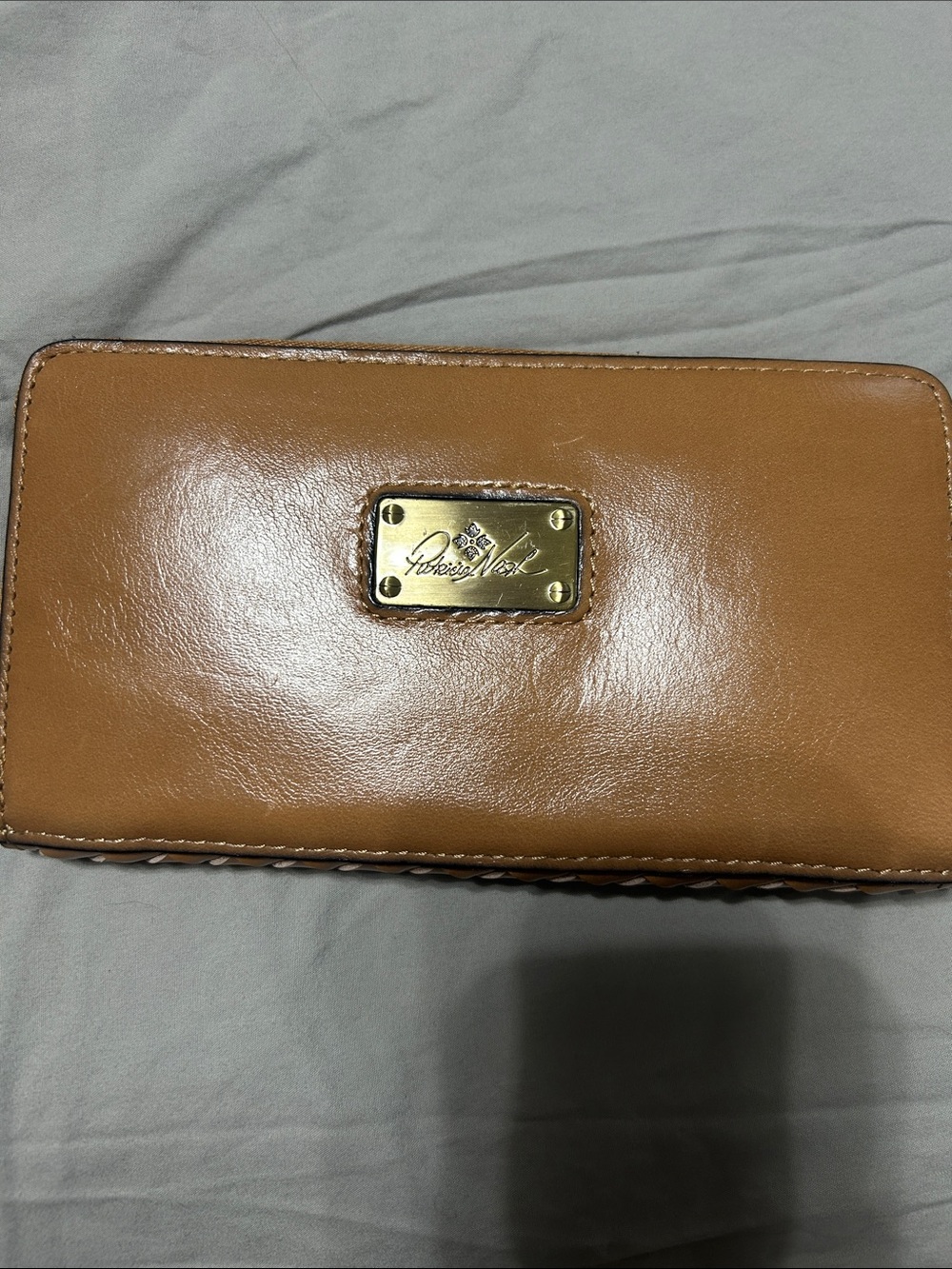 Patricia Nash Tan Woven Leather Zip Wallet - Picture 2 of 3